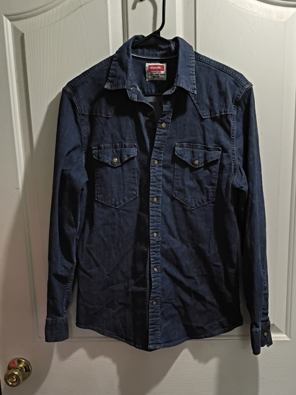 Wrangler Dark Blue Denim Casual Western Shirt